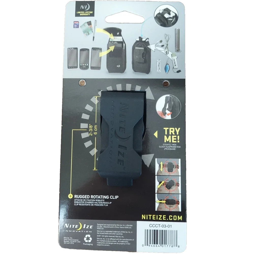 Nite Ize Universal Clip Case Cargo Cell Phone Holder with Belt Clips Tall, Black